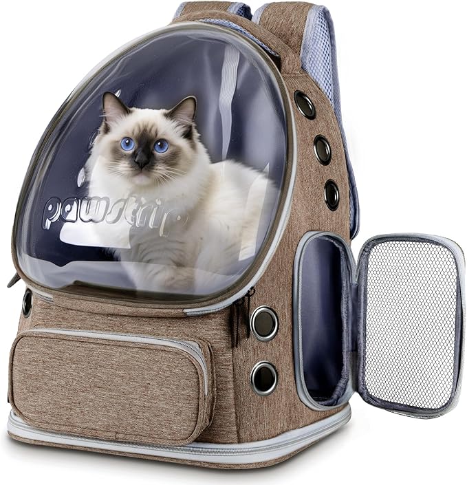 Cat Backpack Carrier with Large Space Bubble Window, Airline Approved by pawstrip