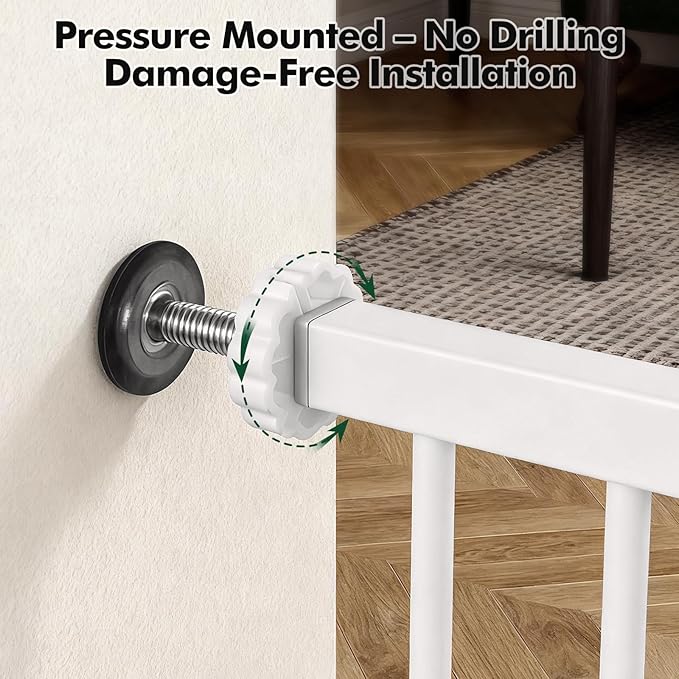 Metal Pet Gate with Cat Door, Adjustable Dog Gate - Image 7