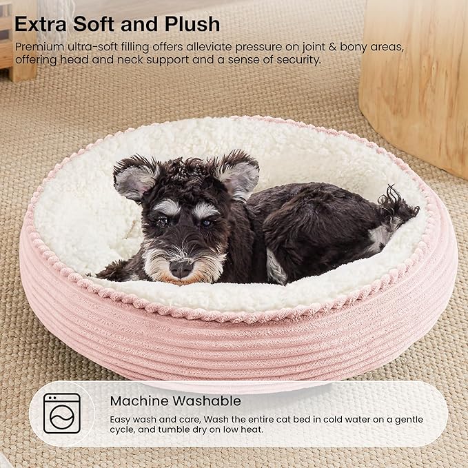 Love's cabin Round Donut Cat and Dog Cushion Bed, 24in Pet Bed - Image 7