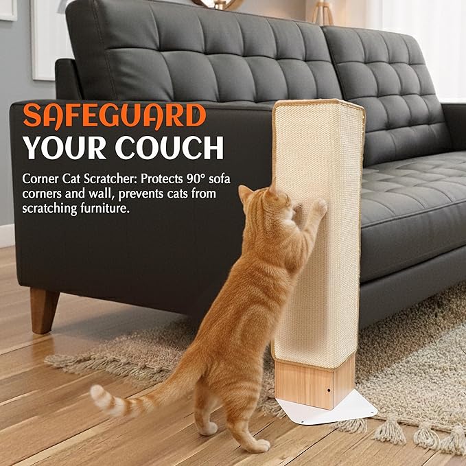 PETKARAY Couch Corner Cat Scratcher, Sisal Furniture Protector - Image 6