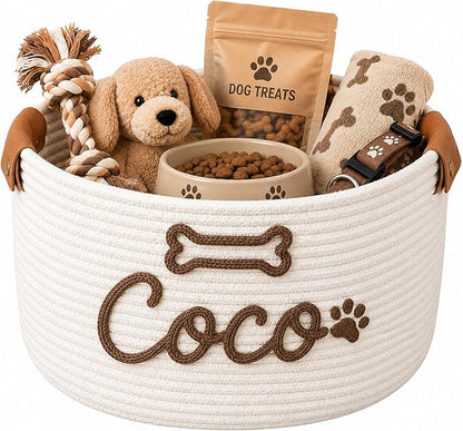 JUPPE Pet Dog Basket with Personalized Name, Dog Toys Storage Organizer Custom by JUPPE