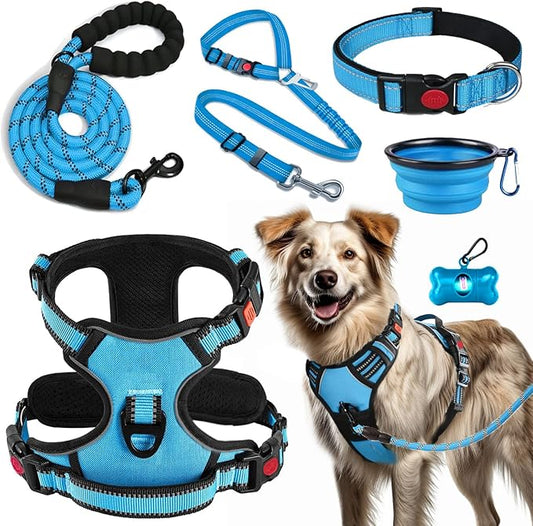 LOBEVE No Pull Dog Harness, Collar & Leash Set | Includes Dog Seat Belt by Lovebegetslove