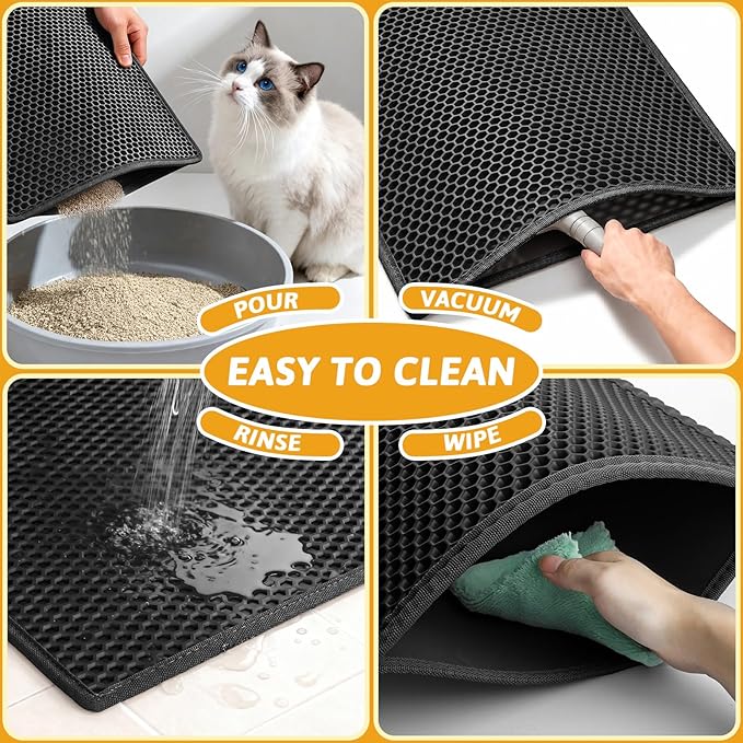 Pieviev Cat Litter Mat Double Layer Waterproof Urine Proof Trapping Mat 1 Pack) - Image 6