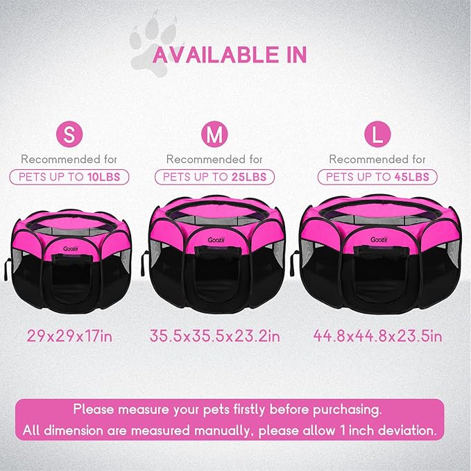 GOOZII Portable Dog Playpen for Small Dogs Indoor Outdoor, Foldable Pet Puppy - Image 9