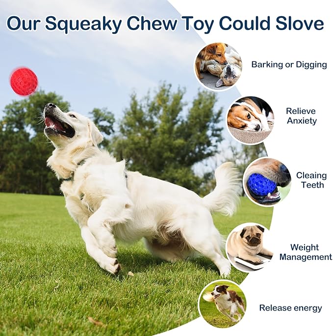 2 Pack Indestructible Squeaky Dog Balls - Image 5