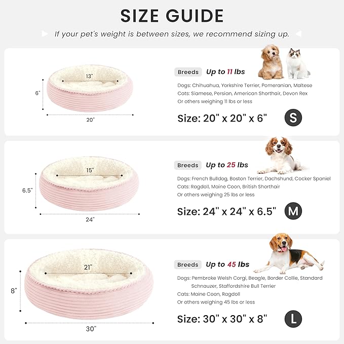 Love's cabin Round Donut Cat and Dog Cushion Bed, 24in Pet Bed - Image 4
