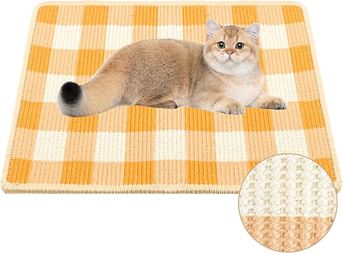 Cat Scratcher Mat, Natural Sisal Cat Scratch Pad, 23.6x15.7 Inch Horizontal Cat by LESISSMER