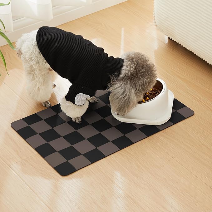Checkered Dog Feeding Mat, Absorbent Mats - Image 2