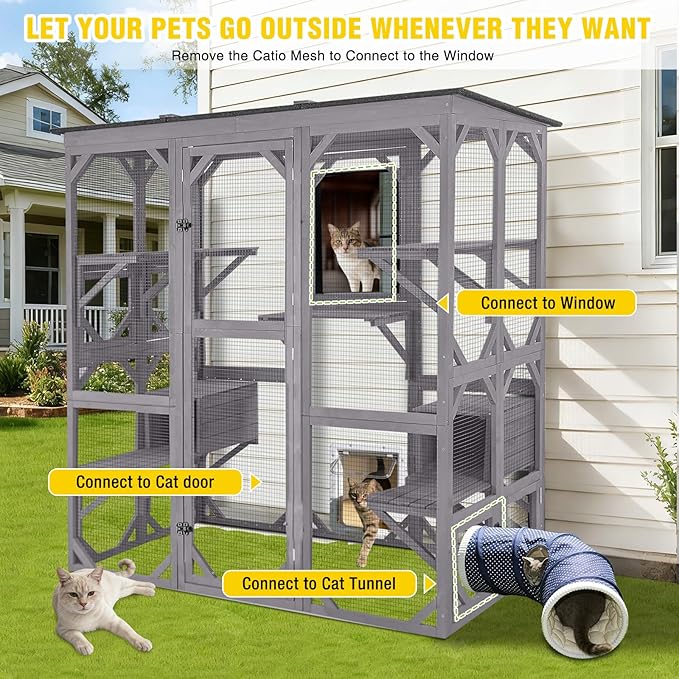 Aivituvin Catio Cat Enclosure Extra Large Window Cat House - Image 2