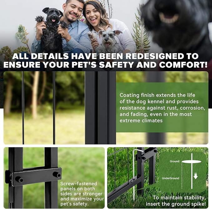 Oranland 8x4x6FT Outdoor Dog Kennel, Heavy Duty Welded Wire Steel Dog Kennel - Image 4