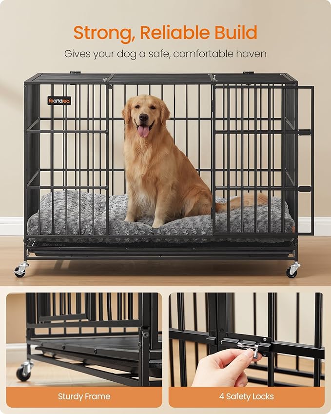Feandrea Heavy-Duty Dog Crate, 5-Minute Quick Assembly, Foldable Dog Kennel Cage - Image 5