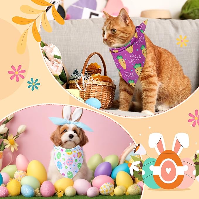 Preboun 50 Pcs Easter Dog Bandanas Bulk Bunny Dog Bandanas - Image 4