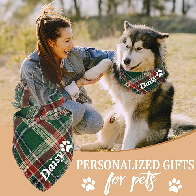 Personalized Dog Bandana with Embroidered Name, Custom Pet Scarf - Image 7