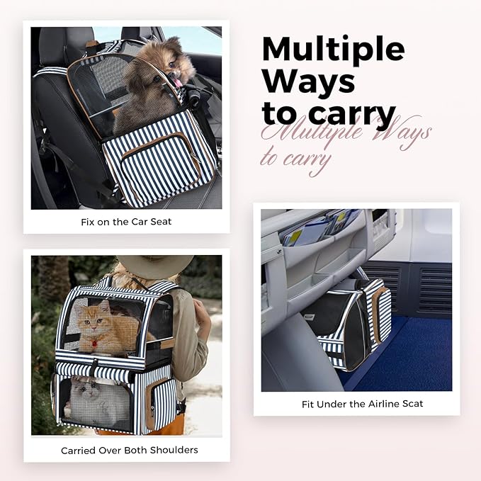 Double Cat Backpack Carrier for 2 Cats, Double-Compartment Pet Carrier Backpack - Image 5