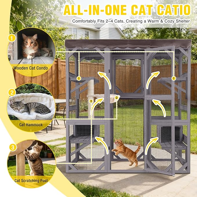 Aivituvin Catio Cat Enclosure Large Window Cat House - Image 3