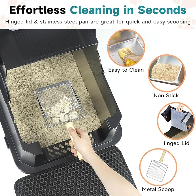 TENTIZON Stainless Steel Cat Litter Box - Image 6