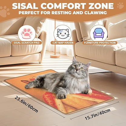 Sisal Cat Scratcher Mat, Cat Wall Scratcher - Image 2