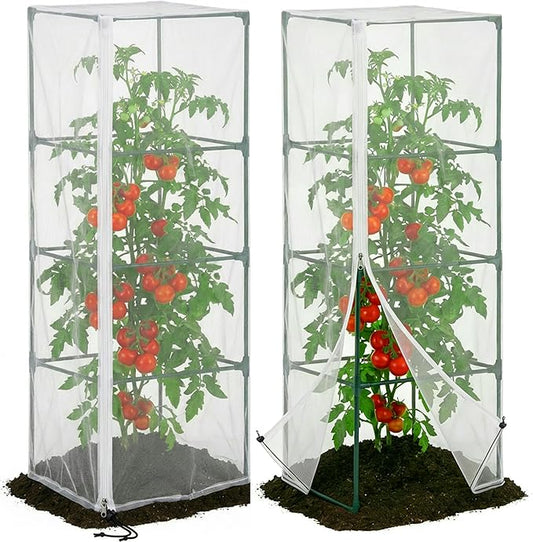 2 Pcs Garden Bird Netting for Square Plant Cage, Tomato Trellis Insect Bird by DECOHS