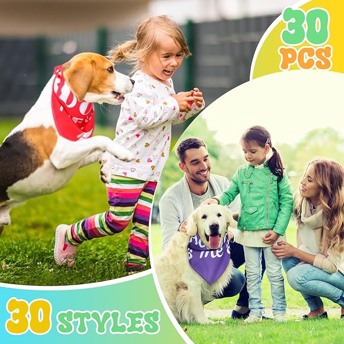 Huhumy 30 Pcs Adopt Me Dog Bandanas Bulk Pet Bibs Colorful Triangle Scarf Pet - Image 6