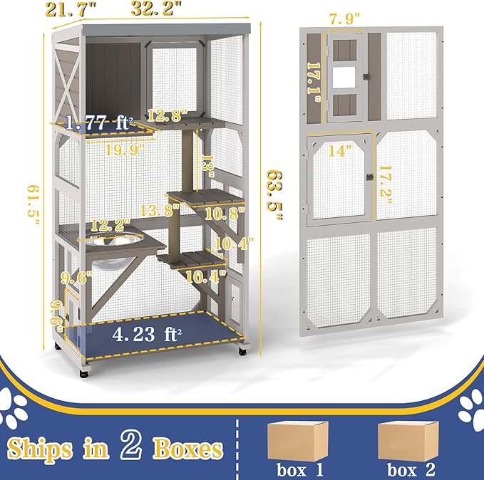 PetsCosset 63.5"H Catio Outdoor Cat Enclosure - Image 7