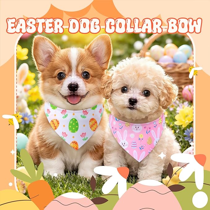 Preboun 50 Pcs Spring Dog Bandanas Bulk Bunny Dog Bandanas - Image 2