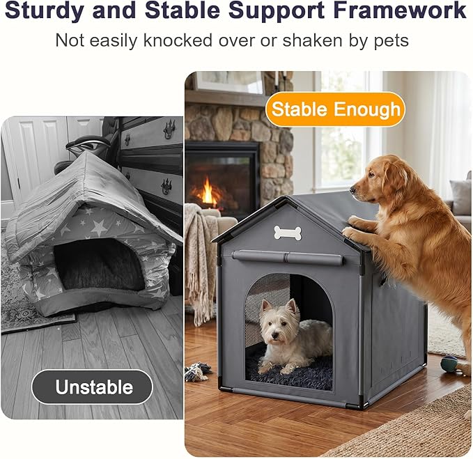 Large Dog House Indoor with Plush Cushion, Dog Kennel - Image 4