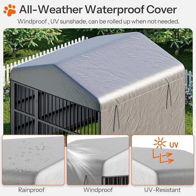 HOOBRO Dog Kennel Outdoor with Cover, 6.6 x 6.6 x 6.4 ft Dog Kennel Outside - Image 5