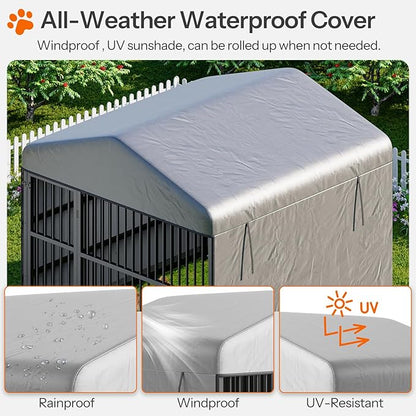 HOOBRO Dog Kennel Outdoor with Cover, 6.6 x 6.6 x 6.4 ft Dog Kennel Outside - Image 5