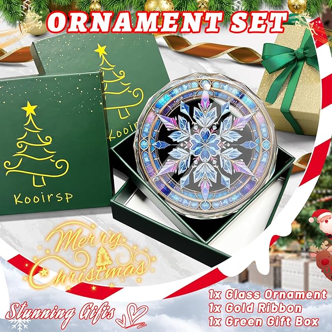 Stained Glass Snowflake Ornament, Snowflake Christmas Tree Ornaments, Gift - Image 3