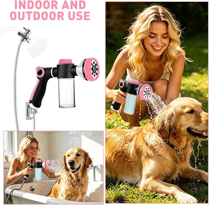 Dog Shower Attachment with 6.6FT Shower Hose, 8 Sprayer Modes Dog Washing Hose - Image 3