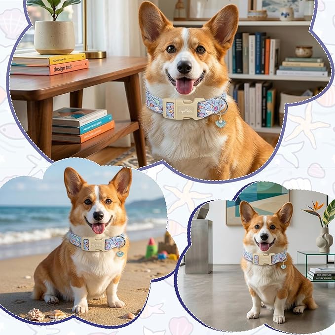 Cute Ocean Themed Dog Collar, Cotton Adjustable Pet Collar - Image 7