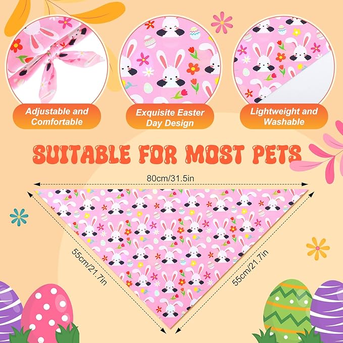 Preboun 50 Pcs Easter Dog Bandanas Bulk Bunny Dog Bandanas - Image 3