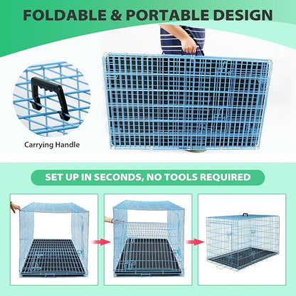 BestPet | Dog Crate | 24" | Blue | Foldable Metal Kennel - Image 6