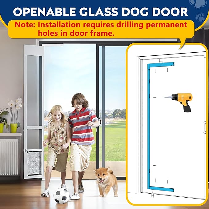 Medium Dog Door for Sliding Glass Doors, 91 7/16" to 96" Tall, 12.8" Wide - Image 3