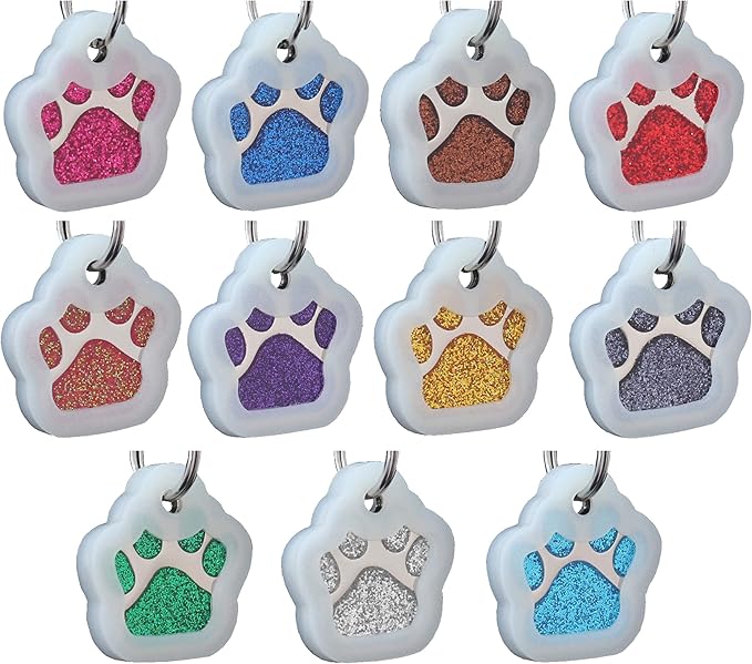Pet ID Tags, Personalized Dog Tags and Cat Tags, Custom Engraved, Cute Glitter - Image 2