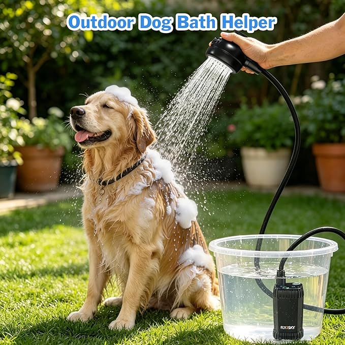 FLY2SKY Portable Shower Pump 6000mAh Detachable Shower Head Hose Pet Bathing - Image 2