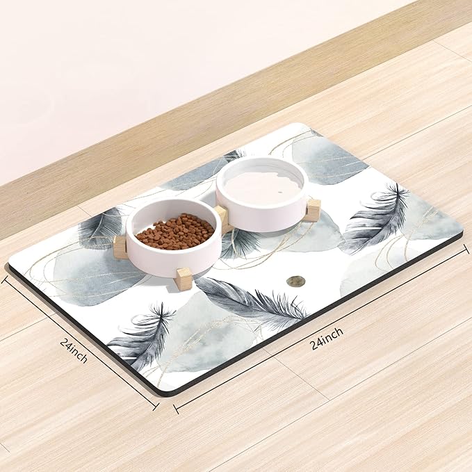 Rnivvi Dog Food Mat, Cute Anti-Slip Rubber Pet Feeding Rug Protect Floors - Image 2
