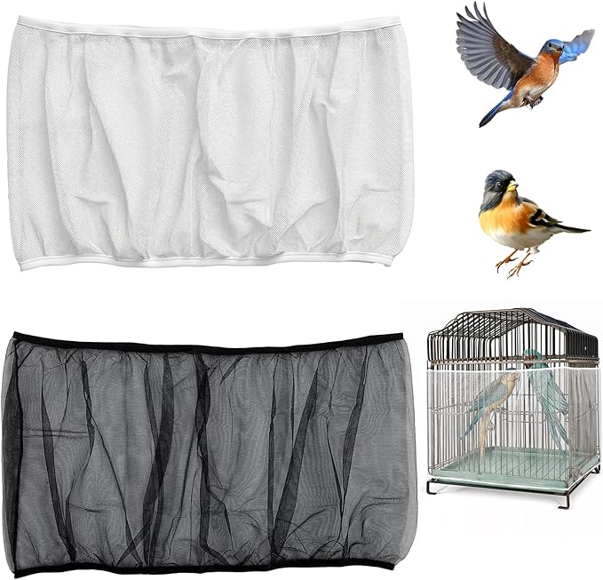 2 Pcs Bird Cage Seed Catcher, Bird Cage Net Cover Seed Catcher Guard Nylon Net by Unknown