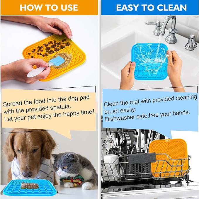2 PCS Lick Mat for Dogs, Slow Feeder Licking Mat, Anxiety Relief Lick Pad - Image 5