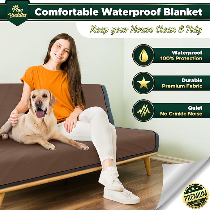 Paw Buddies Premium Waterproof Blanket 80"x90" Velvet-Feel Reversible Throw – - Image 3
