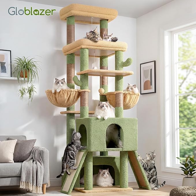 Globlazer Heavy Duty Cat Tree 78 inch Sturdy Cactus Cat Tower - Image 7