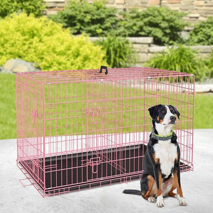 BestPet | Dog Crate | 36" | Pink | Foldable Metal Kennel - Image 2