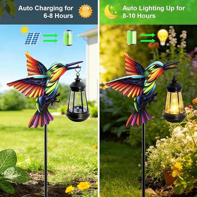 Solar Lights Hummingbird Garden Outdoor Decor, Hummingbird Stakes - Image 4