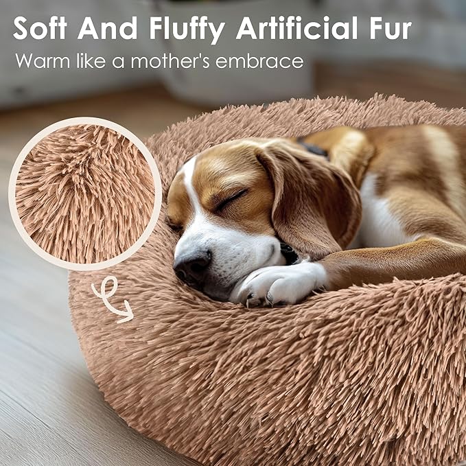 Dogs Bed for Small Dogs, Anti-Anxiety Washable Round Bed - Image 4