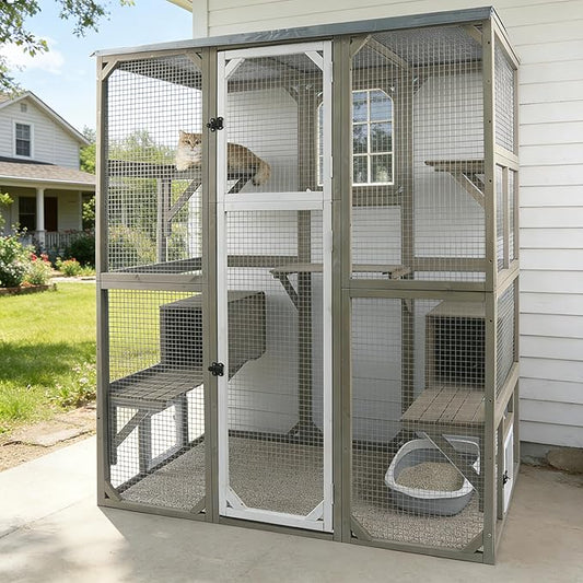 Ketive Catio Outdoor Cat Enclosure Large Window Cat House Walk in Kitty Cage by Ketive
