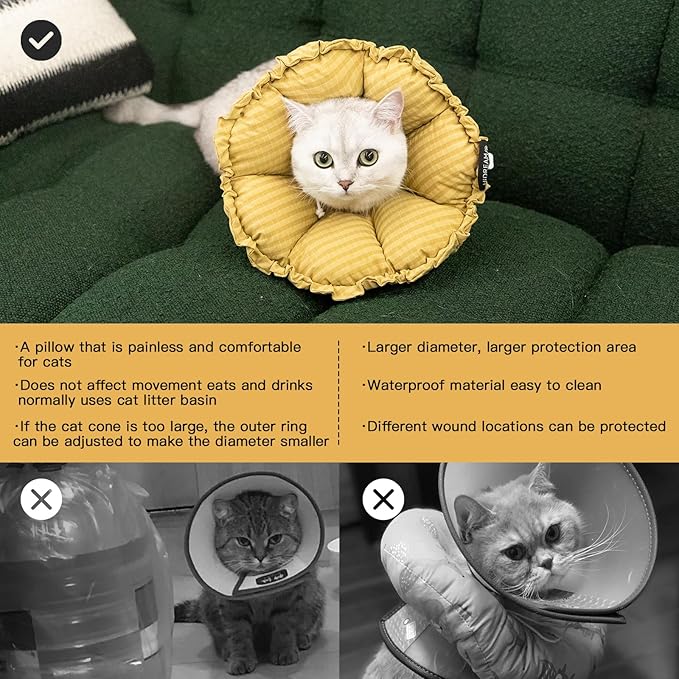H HIDREAM Soft Cat Cone Collar， Cute Adjustable Cat Recovery Collar，Elizabethan - Image 6