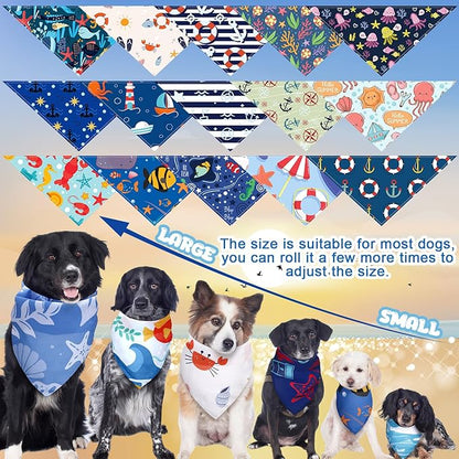 Huhumy 150 Pcs Ocean Dog Bandanas Bulk Summer Pet Bibs Triangle Ocean Themed - Image 3