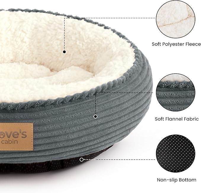 Love's cabin Round Donut Cat and Dog Cushion Bed, 20in Pet Bed - Image 2