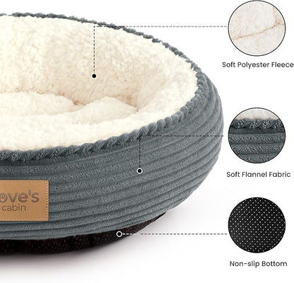 Love's cabin Round Donut Cat and Dog Cushion Bed, 20in Pet Bed - Image 2