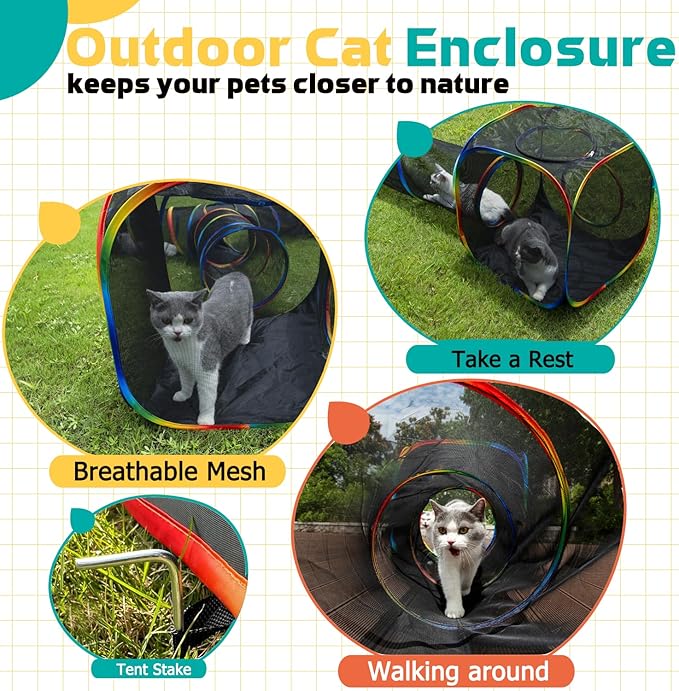 Outdoor Rainbow Cat Enclosures Playground, Outside House - Image 4